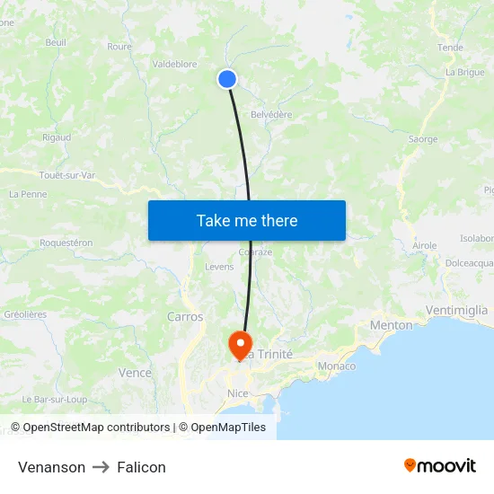 Venanson to Falicon map