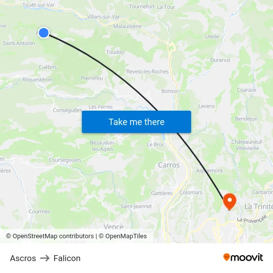 Ascros to Falicon map