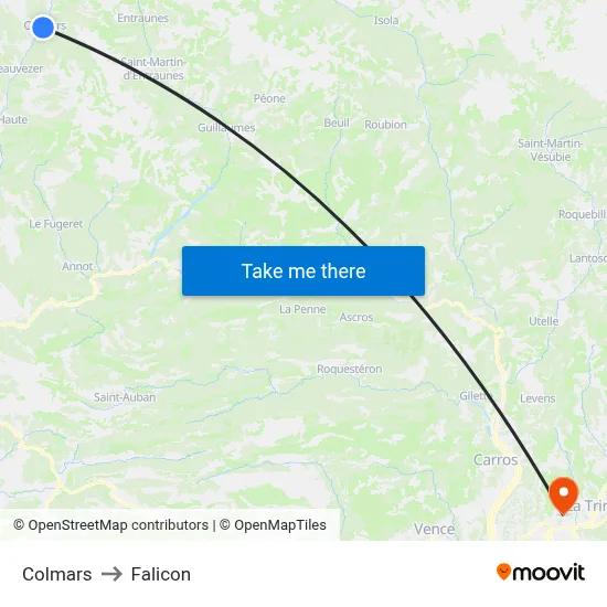 Colmars to Falicon map