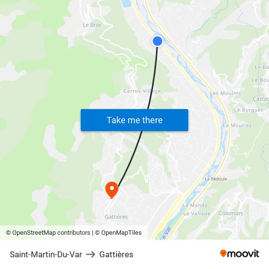 Saint-Martin-Du-Var to Gattières map