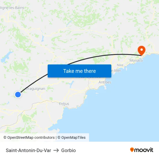 Saint-Antonin-Du-Var to Gorbio map