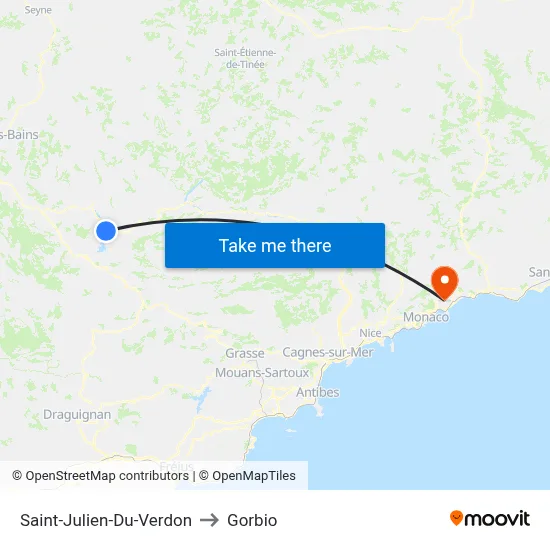 Saint-Julien-Du-Verdon to Gorbio map
