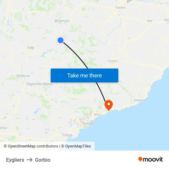 Eygliers to Gorbio map