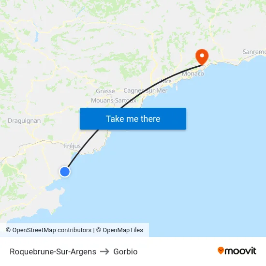 Roquebrune-Sur-Argens to Gorbio map