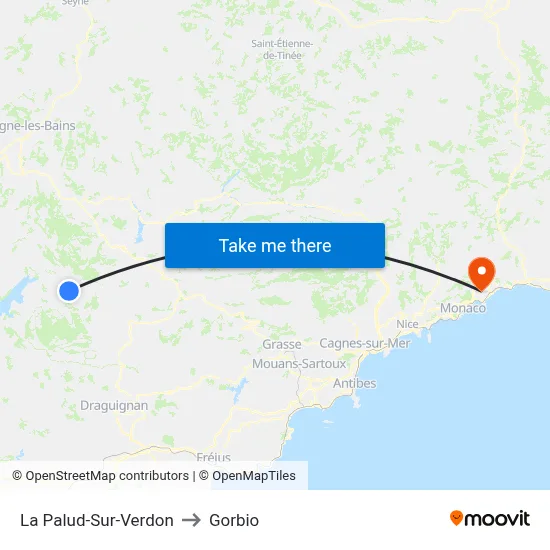 La Palud-Sur-Verdon to Gorbio map