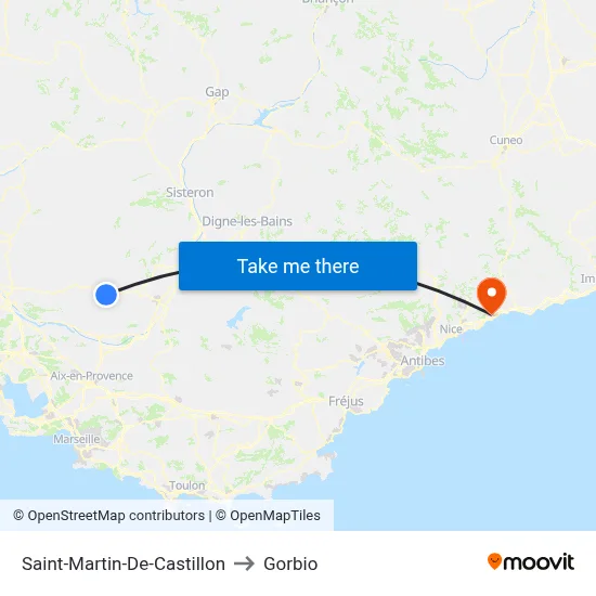 Saint-Martin-De-Castillon to Gorbio map