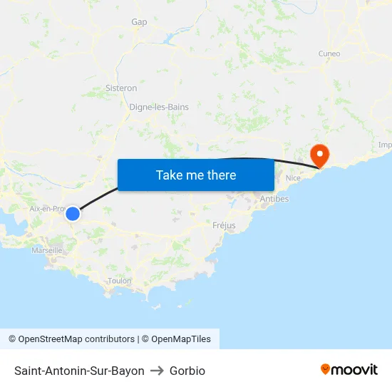 Saint-Antonin-Sur-Bayon to Gorbio map