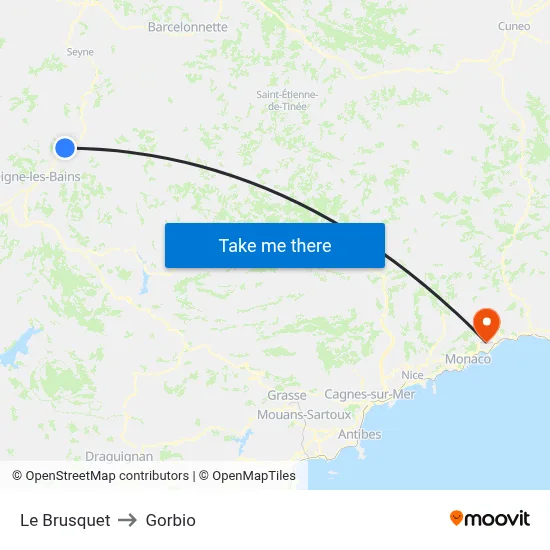 Le Brusquet to Gorbio map