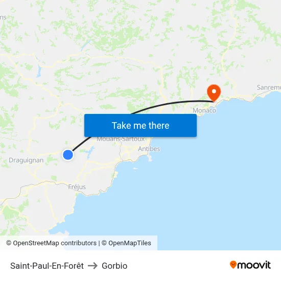 Saint-Paul-En-Forêt to Gorbio map