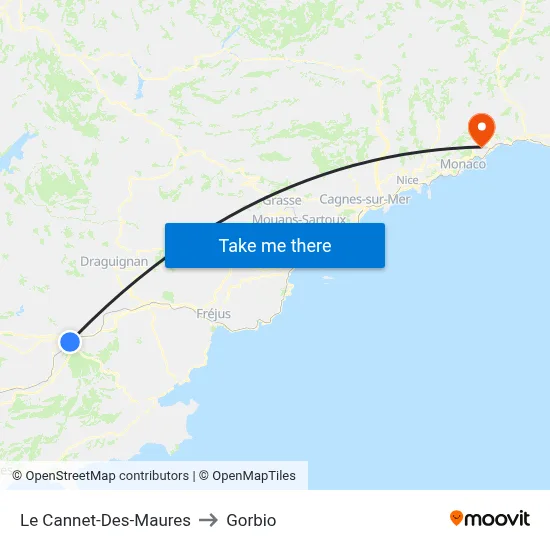 Le Cannet-Des-Maures to Gorbio map