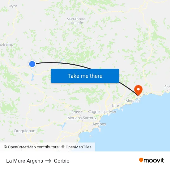 La Mure-Argens to Gorbio map