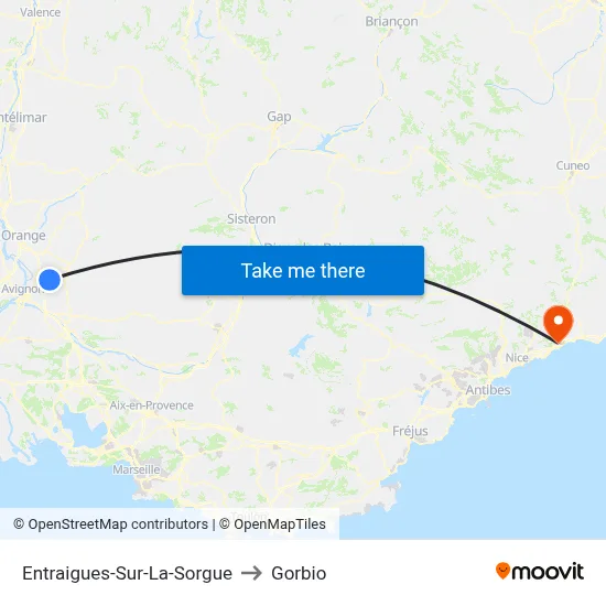 Entraigues-Sur-La-Sorgue to Gorbio map