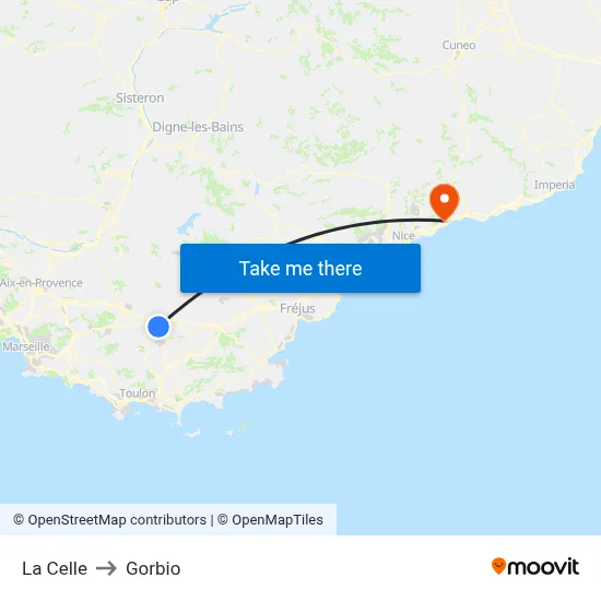 La Celle to Gorbio map