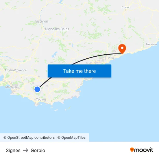 Signes to Gorbio map