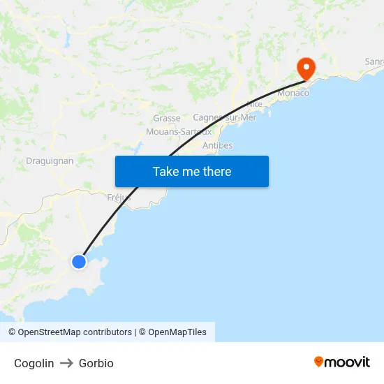 Cogolin to Gorbio map