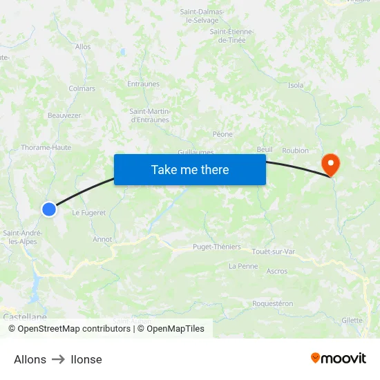 Allons to Ilonse map