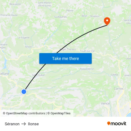 Séranon to Ilonse map