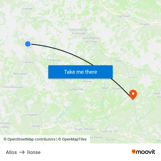 Allos to Ilonse map