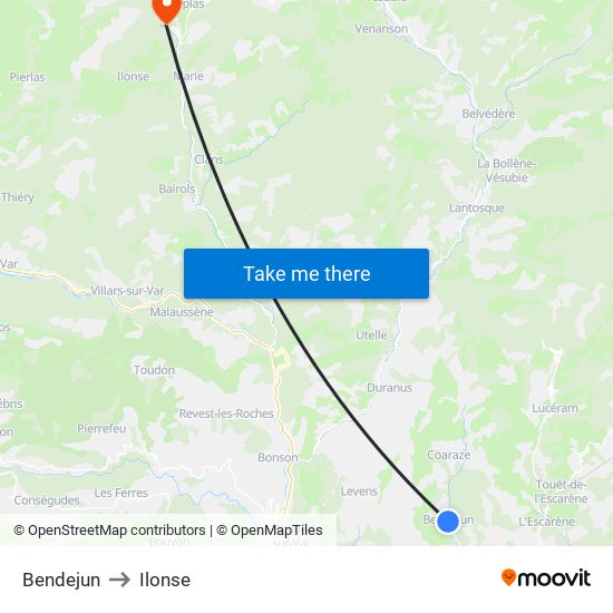 Bendejun to Ilonse map