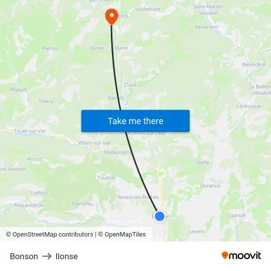 Bonson to Ilonse map