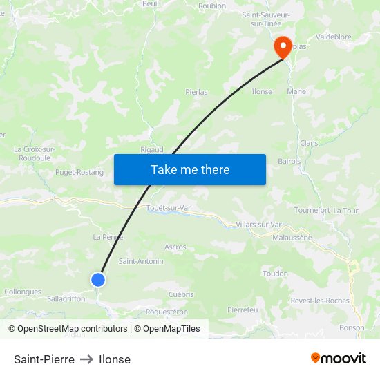 Saint-Pierre to Ilonse map