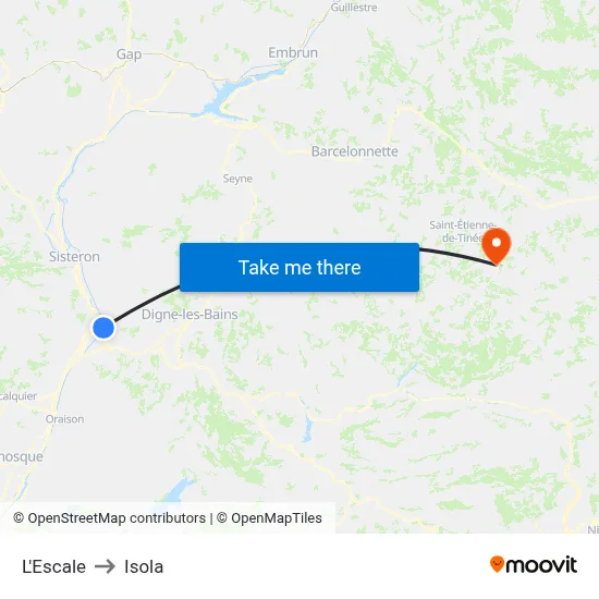 L'Escale to Isola map