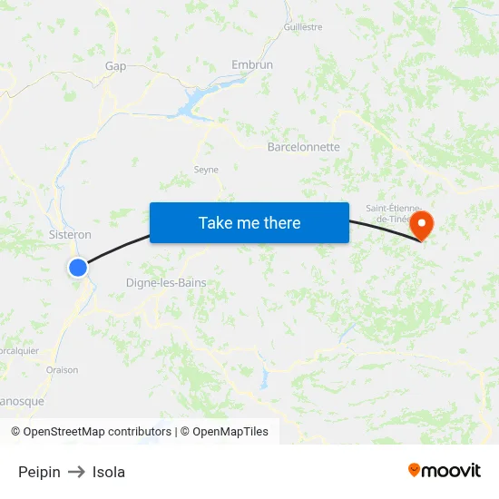 Peipin to Isola map