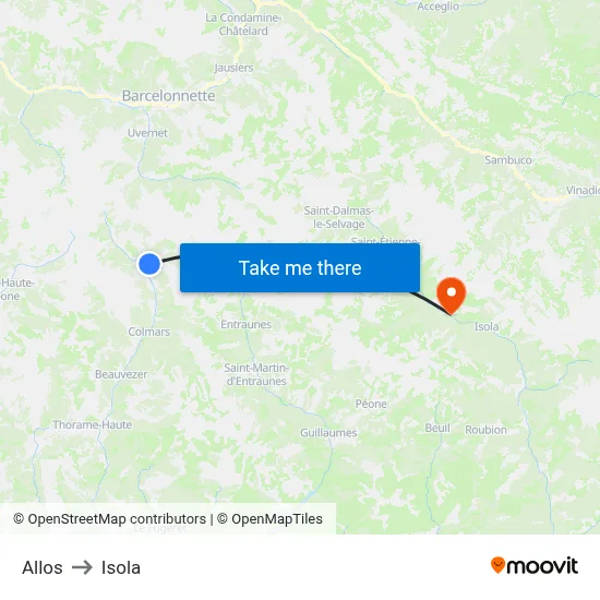 Allos to Isola map