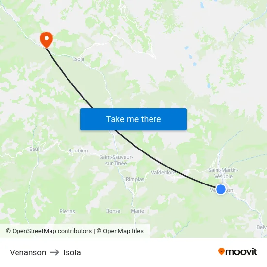 Venanson to Isola map