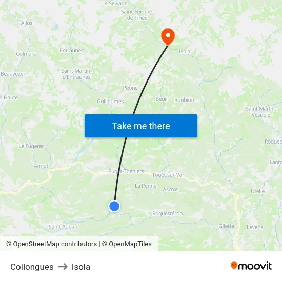 Collongues to Isola map