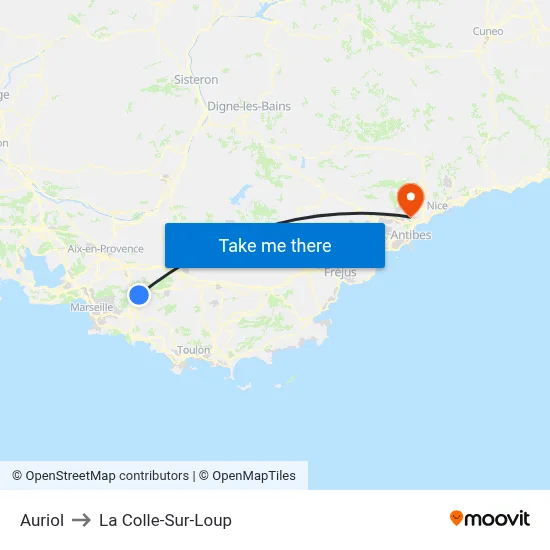 Auriol to La Colle-Sur-Loup map