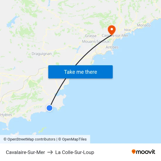 Cavalaire-Sur-Mer to La Colle-Sur-Loup map