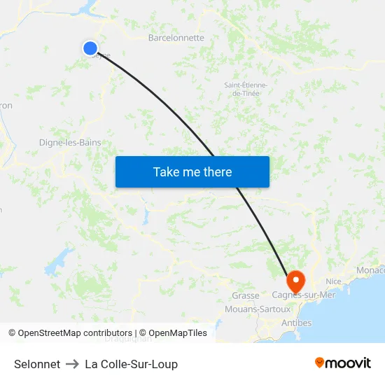 Selonnet to La Colle-Sur-Loup map