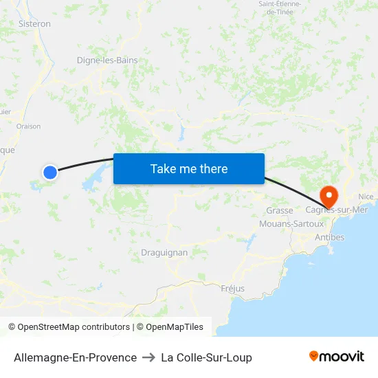 Allemagne-En-Provence to La Colle-Sur-Loup map