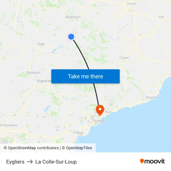Eygliers to La Colle-Sur-Loup map
