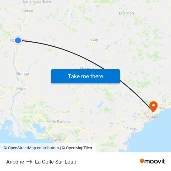 Ancône to La Colle-Sur-Loup map