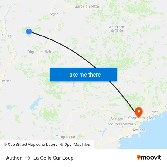 Authon to La Colle-Sur-Loup map