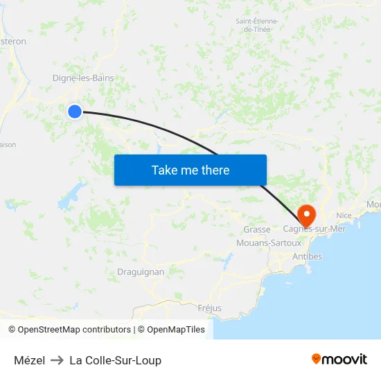 Mézel to La Colle-Sur-Loup map