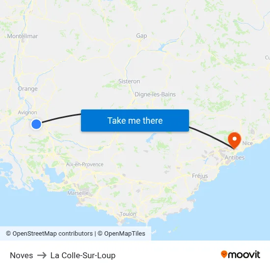 Noves to La Colle-Sur-Loup map