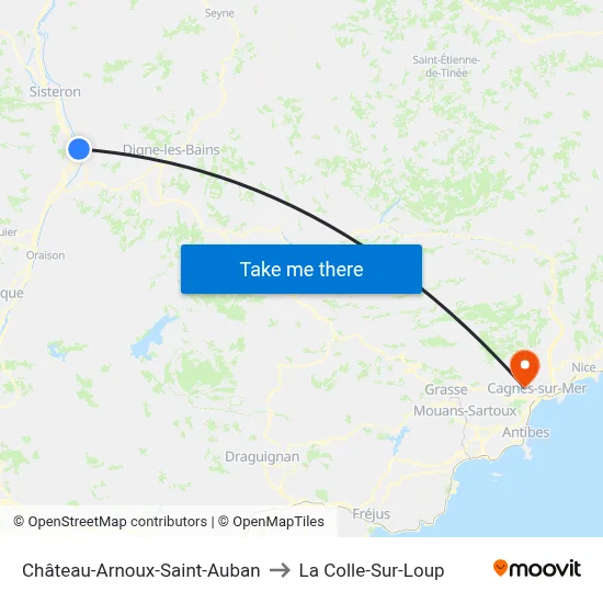 Château-Arnoux-Saint-Auban to La Colle-Sur-Loup map