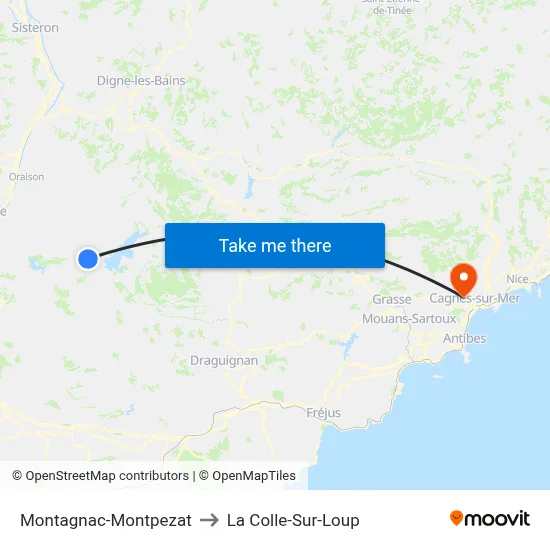 Montagnac-Montpezat to La Colle-Sur-Loup map
