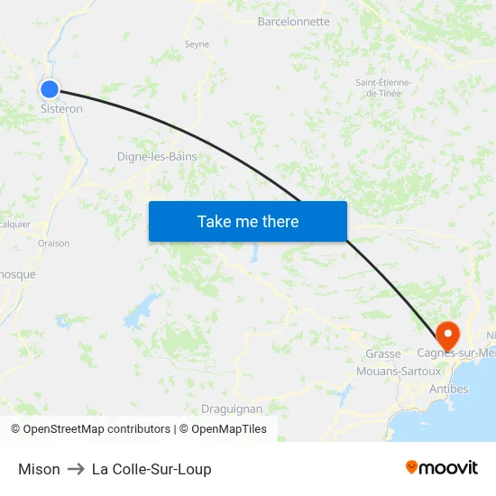 Mison to La Colle-Sur-Loup map