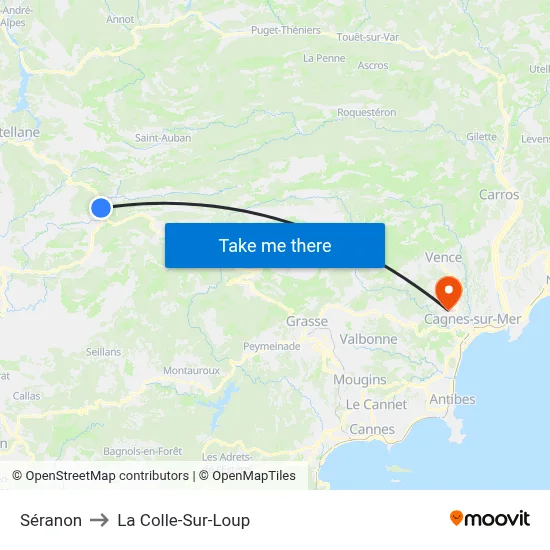 Séranon to La Colle-Sur-Loup map