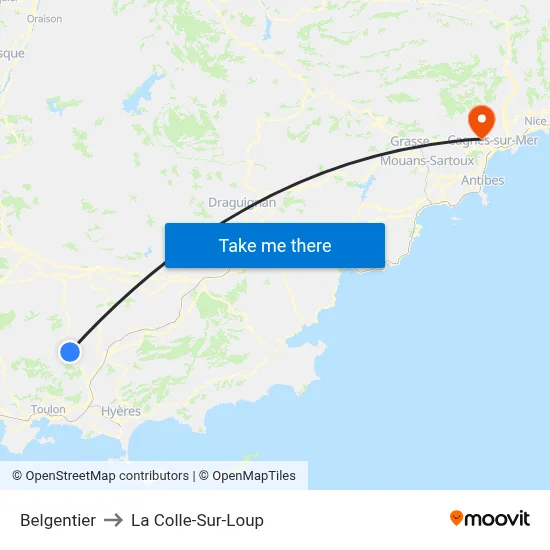 Belgentier to La Colle-Sur-Loup map