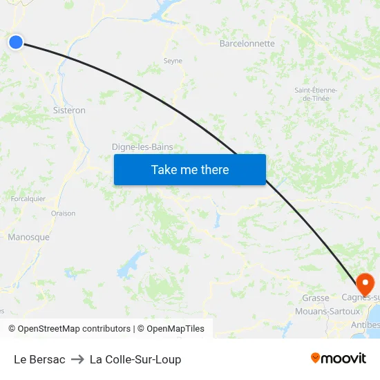Le Bersac to La Colle-Sur-Loup map