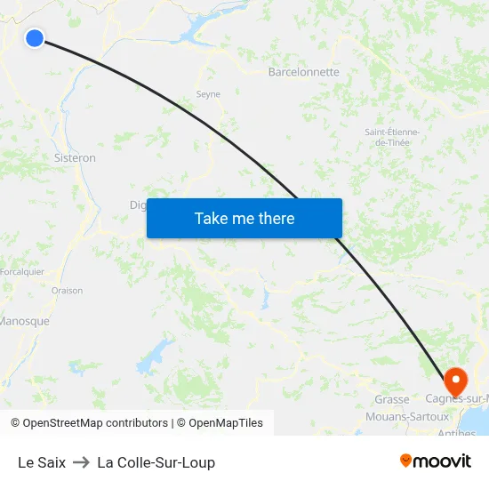 Le Saix to La Colle-Sur-Loup map
