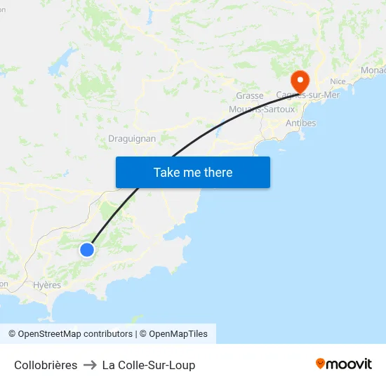 Collobrières to La Colle-Sur-Loup map