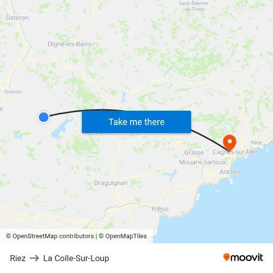 Riez to La Colle-Sur-Loup map