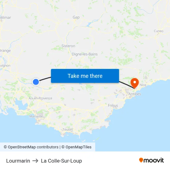 Lourmarin to La Colle-Sur-Loup map