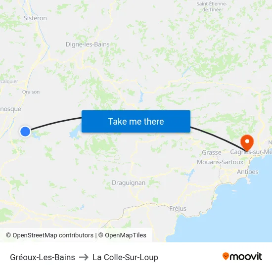 Gréoux-Les-Bains to La Colle-Sur-Loup map